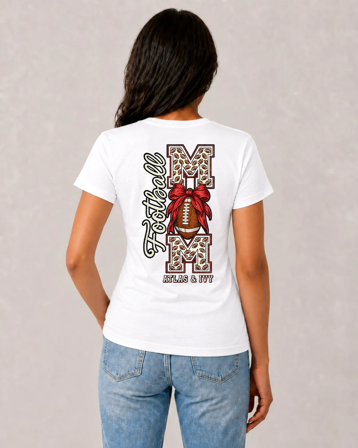Bows & Blitz — leopard print football mom shirt with bow by Atlas & Ivy